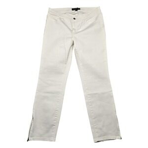 Lauren Ralph Lauren‎ Jeans Womens 10 White Denim Ankle Zip Stretch 5-Pocket LRL